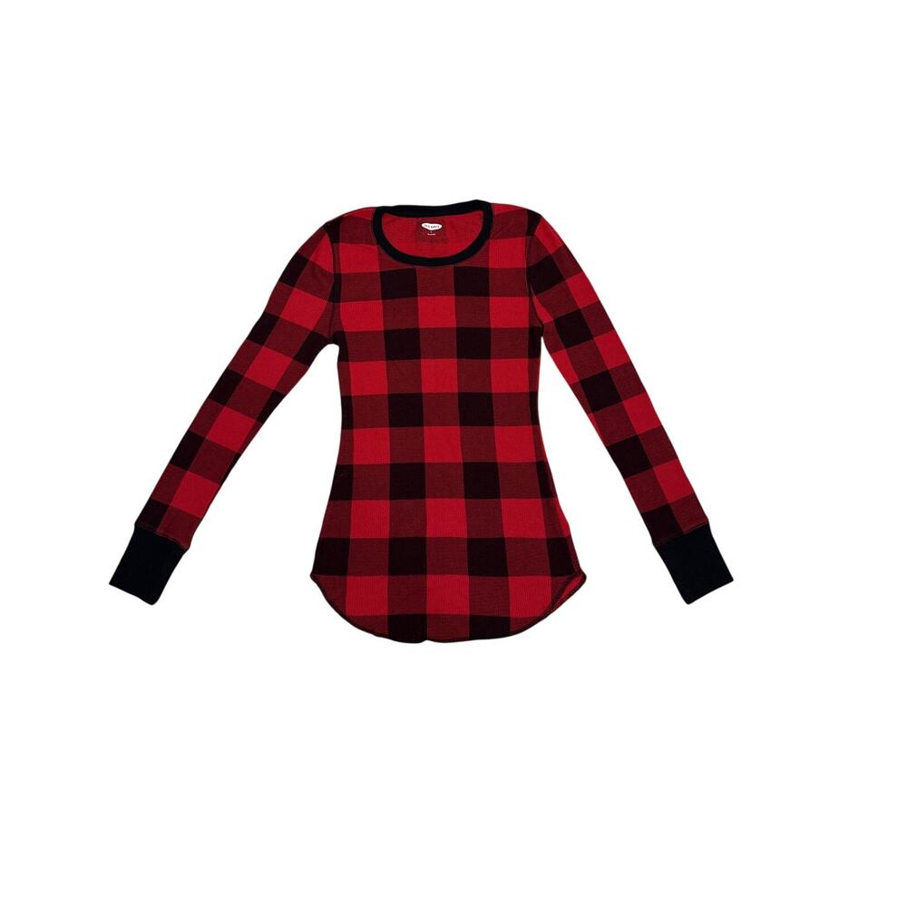 Old Navy Long Sleeve Buffalo Plaid Red Black Crewneck Shirt Size Women's Small